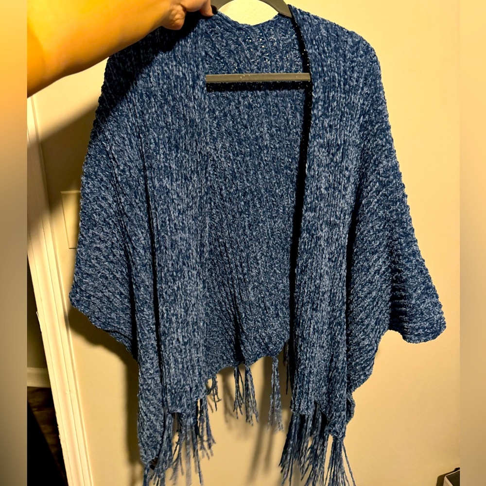 Blue tassel shrug cardigan